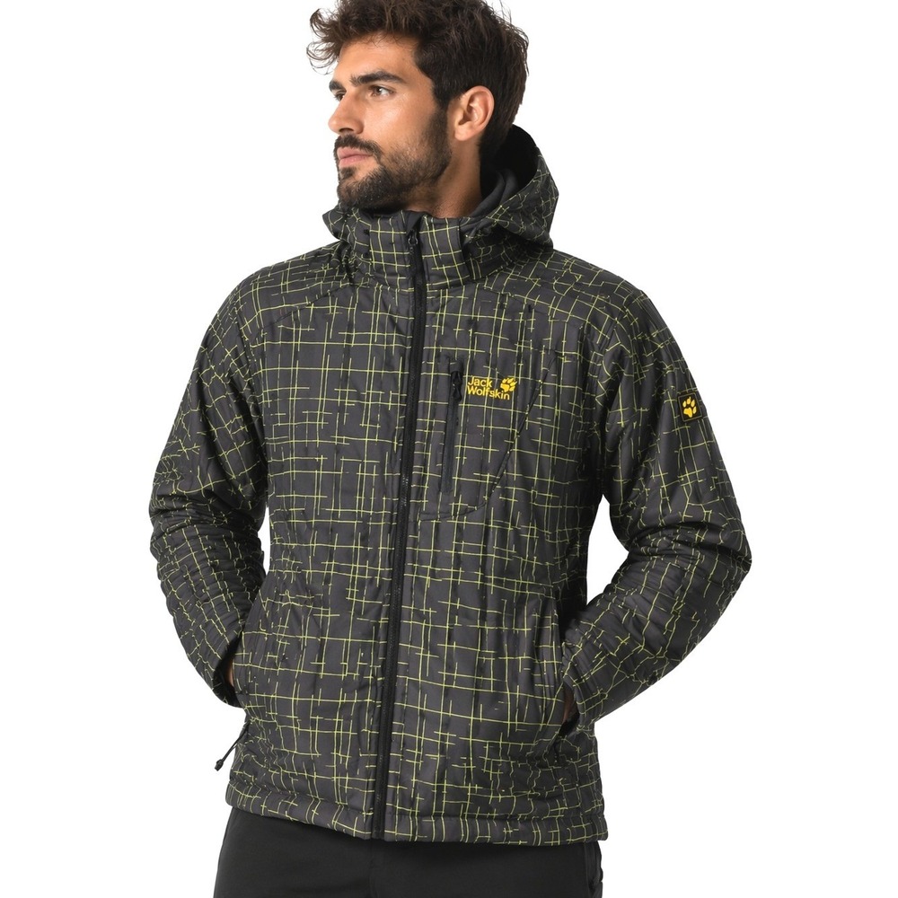 Jack Wolfskin Softshell Jacket Mens XL Brown Olive Hooded Fleece Hiking Outdoor